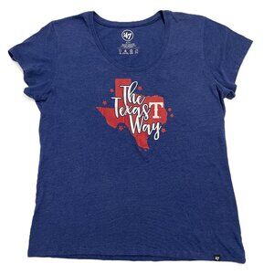 Texas Rangers T-Shirt Women's XL MLB '47 Brand Blue Red Baseball Soft Scoop Neck